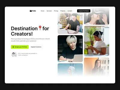 Folio - Portfolio-Creation Platform for Creators (Freebie) animation branding clean creative creator design figma folio framer free freebie illus illustration logo portfolio template ui vector web website
