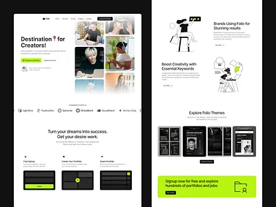 Folio - Portfolio-Creation Platform for Creators (Freebie) branding clean design figma flat folio framer free freebie illustration logo mockup portfolio template typography ui ux vector web website