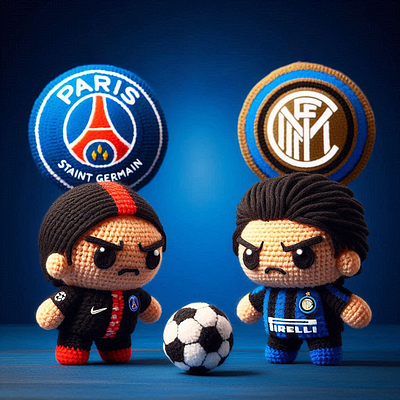 PSG vs Inter ai art artificial intelligence champions league colors design drawing final football graphic design illustration inter logo photoshop players poster psg style teams vector