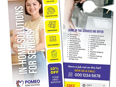 Senior In-Home Services Door Hanger Template | Home Organizing canva door hanger door hanger door hanger design door hanger template home care home care door hanger home care door hanger template