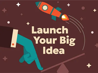 'Launch Your Big Idea' illustration digital illustration flat style graphic design illustration minimalism minimalistic rocket launch vector illustration