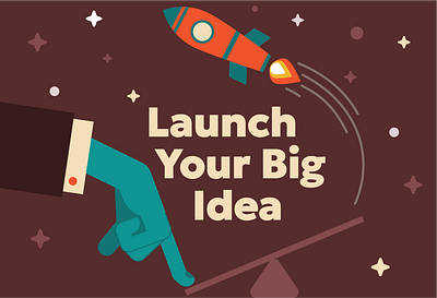 'Launch Your Big Idea' illustration digital illustration flat style graphic design illustration minimalism minimalistic rocket launch vector illustration
