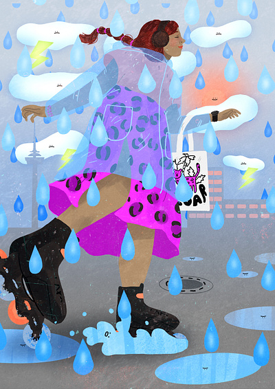 skating in the rain design editorial editorial illustration illustration