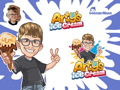 Arty's Ice Cream logo caricature cartoon cartoon character cartoon logo cartoon mascot design illustration logo mascot mascot logo
