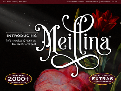 Meillina Display – Bold Romantic Nostalgic Serif Font Family bold serif branding font creative market font decorative serif display font editorial font elegant font fashion font font with ornaments high contrast serif magazine font modern classic font nostalgic serif romantic serif serif font typeface for logo vintage serif wedding font