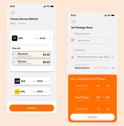A Courier Shipping App UI ui