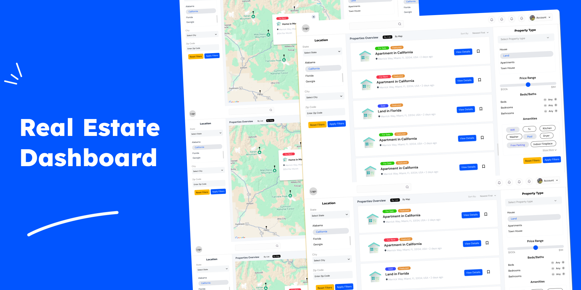 Real Estate Saas Dashboard dashborard main page real estate saas dashborad uiux