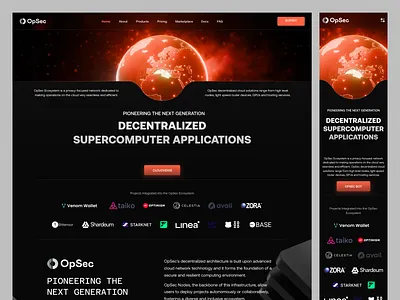 OpSec Landing Page crypto cyber ethereum globe hero landing page mobile operation opsec red responsive security ui ux web web2 web3