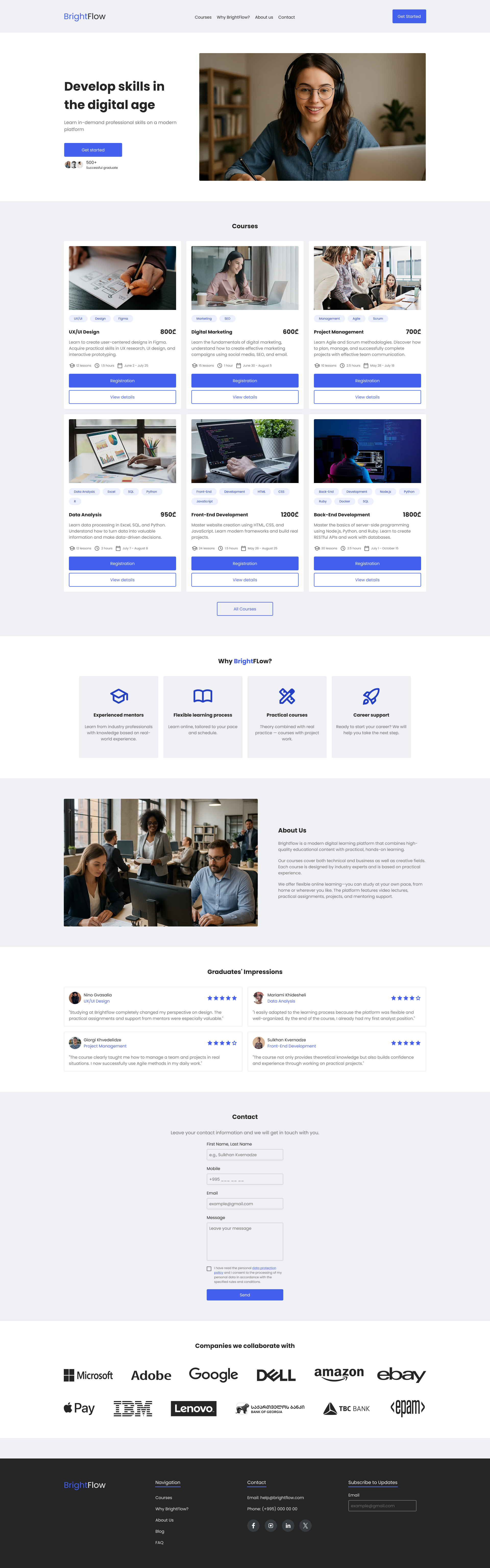 Online courses platform landing page online courses ui ux web web design