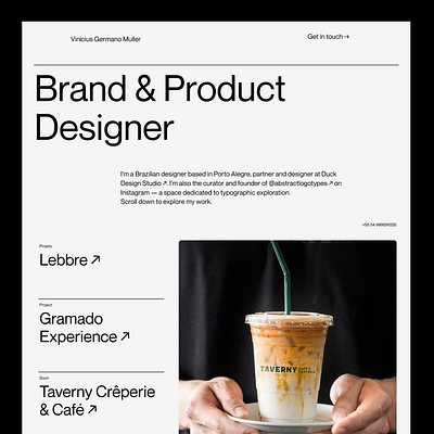 Minimal Portfolio Website — Brand & Product Designer clean ui designer portfolio editorial style grid layout minimal design portfolio product designer type driven ui ui web design