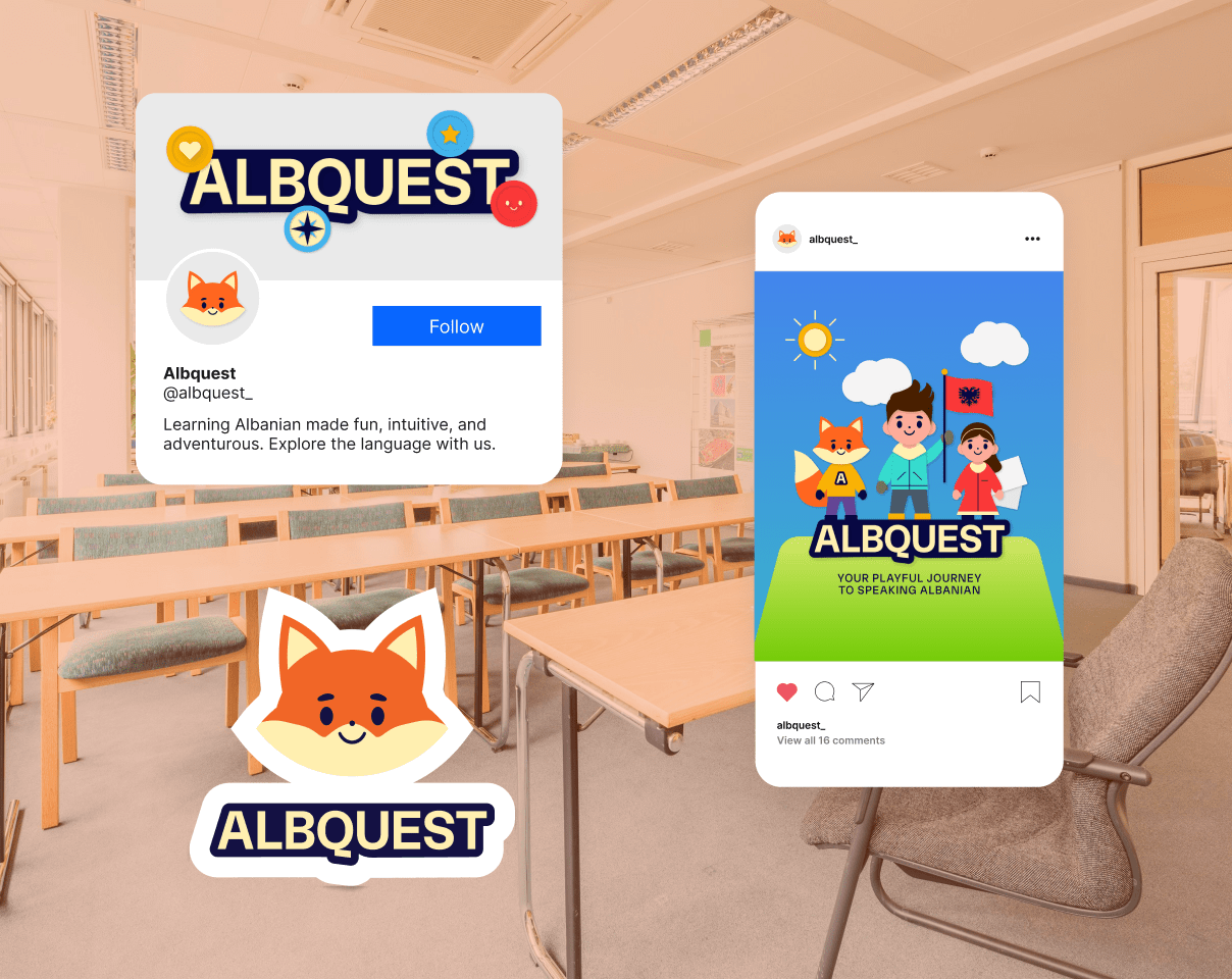 Albquest albania albanian albquest artdirection branding character characterdesign design education fox graphic graphic design graphicdesign illustration kids learning logo mascot mascotdesign young