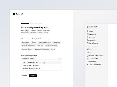 Recruiting onboarding flow choice ui minimal onboarding onboarding screen onboarding ui saas ui ui design