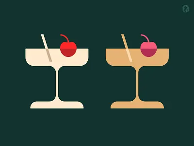 Cherry cocktail I beverage botanical cherry cocktail cola drinking drinks fruit glass glassware icon letter i logo monogram nature soda straw symbol typography vodka