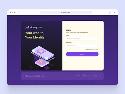 💸 Login for Moneyvine – Finance with Confidence dark theme fintech fintech login fintech ui login login web ui web ui
