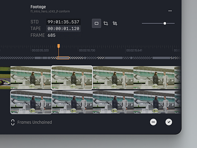 Edit Hero Conform crop dark graphic design icons pictogram product product design seeking timeline timestamp ui ux video