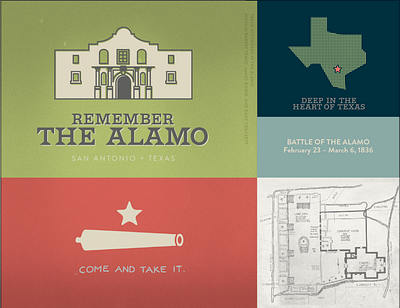 Remember the Alamo alamo america building cannon graphic design history map milwaukee reveloution sam antonio state tejas texas typography vector