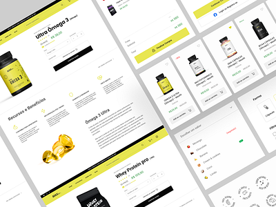 Supplement shop. Maxfit branding fitness shop store supplement ui ux
