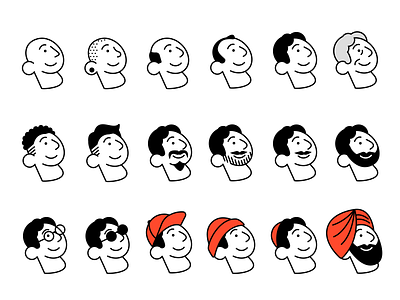 G2 illustration head studies bodies branding cartoon character design characters costume diversity faces features figures hair heads illustration library people poses styles system