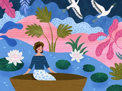 Magic River Poster Illustration editorial illustration gouache illustration modern painting nature inspired poster design whimsical art