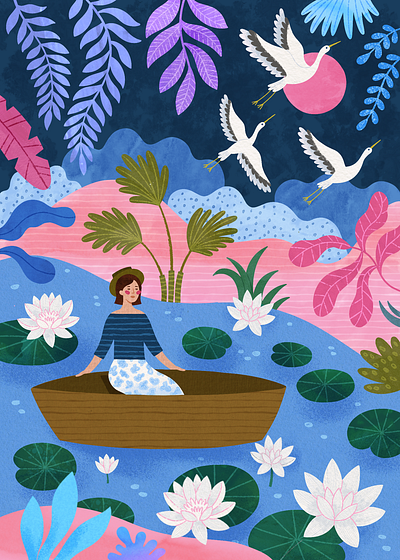 Magic River Poster Illustration editorial illustration gouache illustration modern painting nature inspired poster design whimsical art