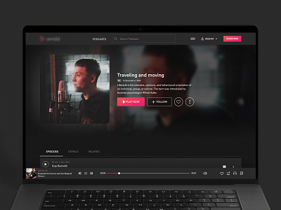 Podcast Detail - Storefront clean design dark design design designer detail page episode homepage listen minimal music podcast storefront ui design web webpage
