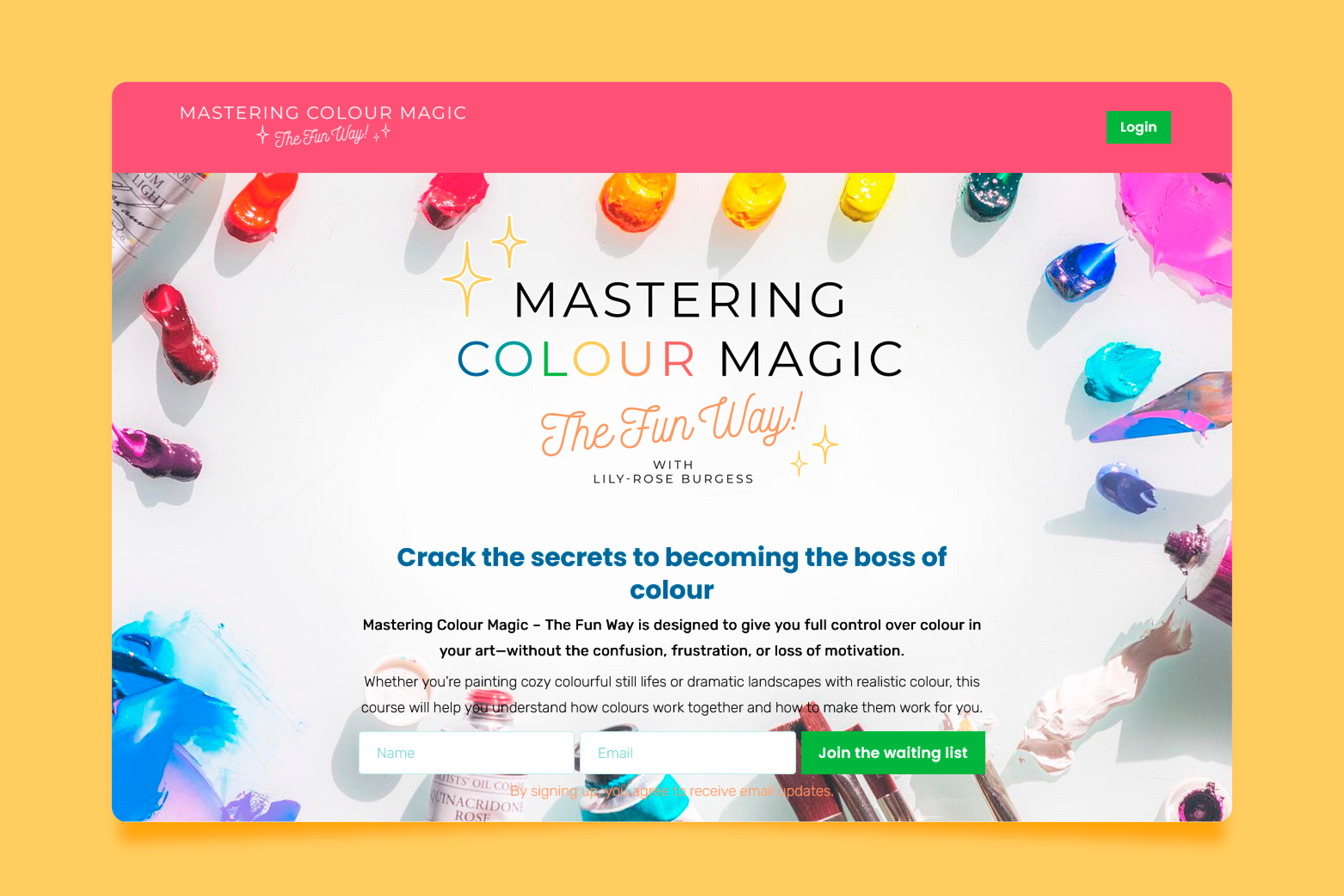 Branding and landing page design for an art course adobe illustrator cc branding course design design challenge graphic design icons illustration landing landing page landing page design landingpage logo logo design ui ux vector web design webdesign website illustration
