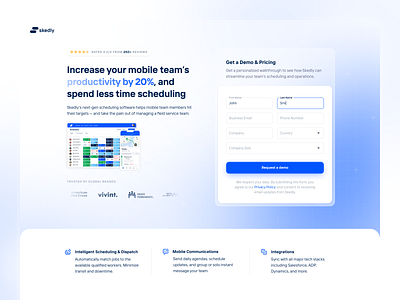 Skedly Demo Page Design app blue demo design gradient graphic design landing landing page light modern page saas tech typography ui ux vector web website