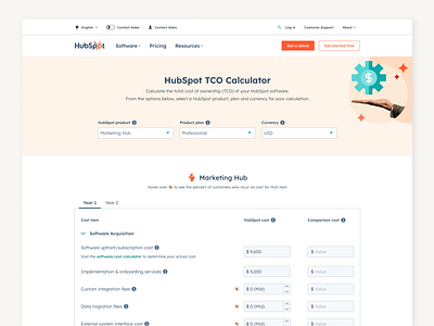 Interactive TCO Calculator UI calculator ui cost estimator data input form ui interactive design product selector responsive design tool design ux design web app design