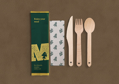 Midas Lake Cabins - Eco picnic cutlery set brand identity branding cutlery cutlery mockup ecological logo logo design logo mark
