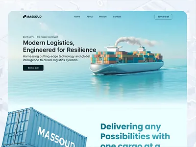 Hero Section for a Modern Logistics Platform cargo clean design container ship hero section landing page logistics shipping supply chain