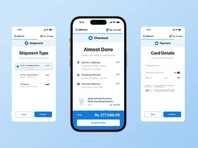 bSecure: Checkout Journey address animation branding bsecure checkout ecommerce fast fintech gateway hi hiportfolio journey login motion graphics order payment phone review shipment shopping