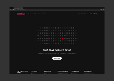 Daily UI 008 - 404 Page Design 404 404 page cinema creative daily dailyui dark dark theme dark ui design error figma graphic design interface page page design product ui ux web