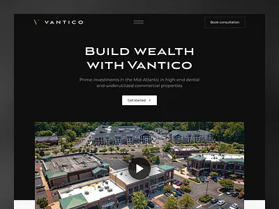 Website for a Real Estate Investment Firm – Vantico black dark design financial investment landing page luxury real estate ui ux wealth webdesign white