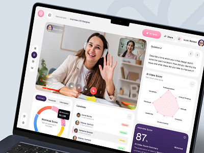 InterAI - AI Interview Dashboard ai video conference ai video interview ai video meeting ai video score dashboard hiring hr human ai interview job platform machine learning predictive analytics product design recruiting saas talent ui uidesign video call website