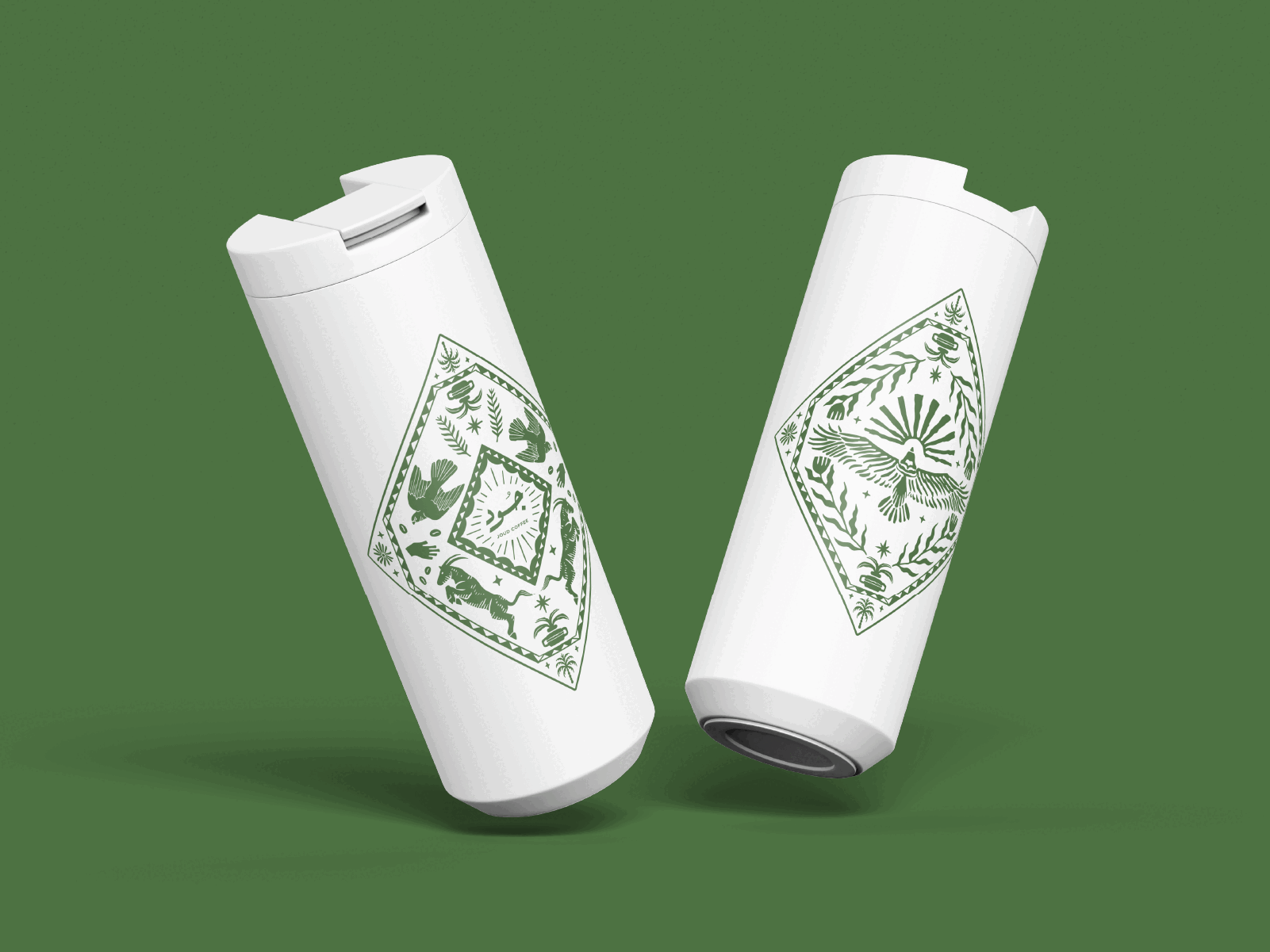 Joud Coffee: Tumbler Illustration apparel arabian arabic branding desert eagle egypt graphic design illustration merch merchandise tumbler uae vintage vintage art