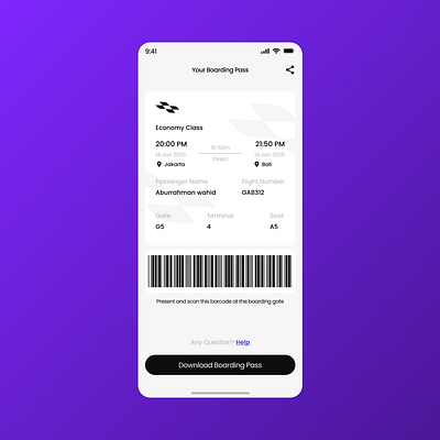 Boarding Pass UI — Seamless Travel Experience appinterface boardingpass cleanui design digitalboardingpass figmadesign flightapp graphic design minimaldesign mobileappdesign plan productdesign ticket ticketdesign travelaap ui uidesign userinterface uxdesign