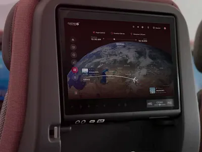 Qatar Airways - In-flight Entertainment - Map aircraft airlines app boarding clean dashboard departure design earth flight fly globe inflight maps minimal plane saas ui ux website