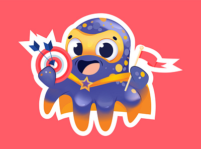 Mascot for Champsverse app art branding champsverse character design digital art game development graphic design illustration mascot octopus superhero target task vector