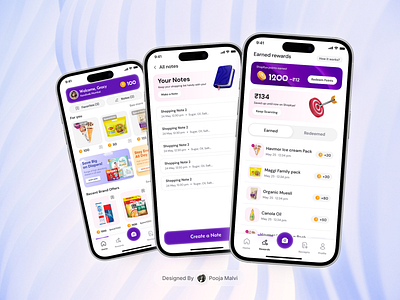 Collect points and rewards through receipts - ShopKya App Design 3d app camera capture cards clean design list minimal mobile notes points rewards ui