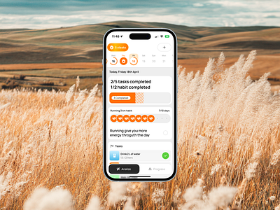 AI Habit Tracker | Mobile App ai artificial intelligence habit habit mobile app ios mobile mvp orange saas task manager track usp