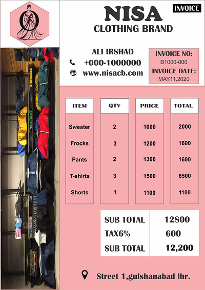 Invoice Design For Clothing Brand brand identity clothing brand invoice creative invoice design graphic design invoice design printable invoice professional invoice typography