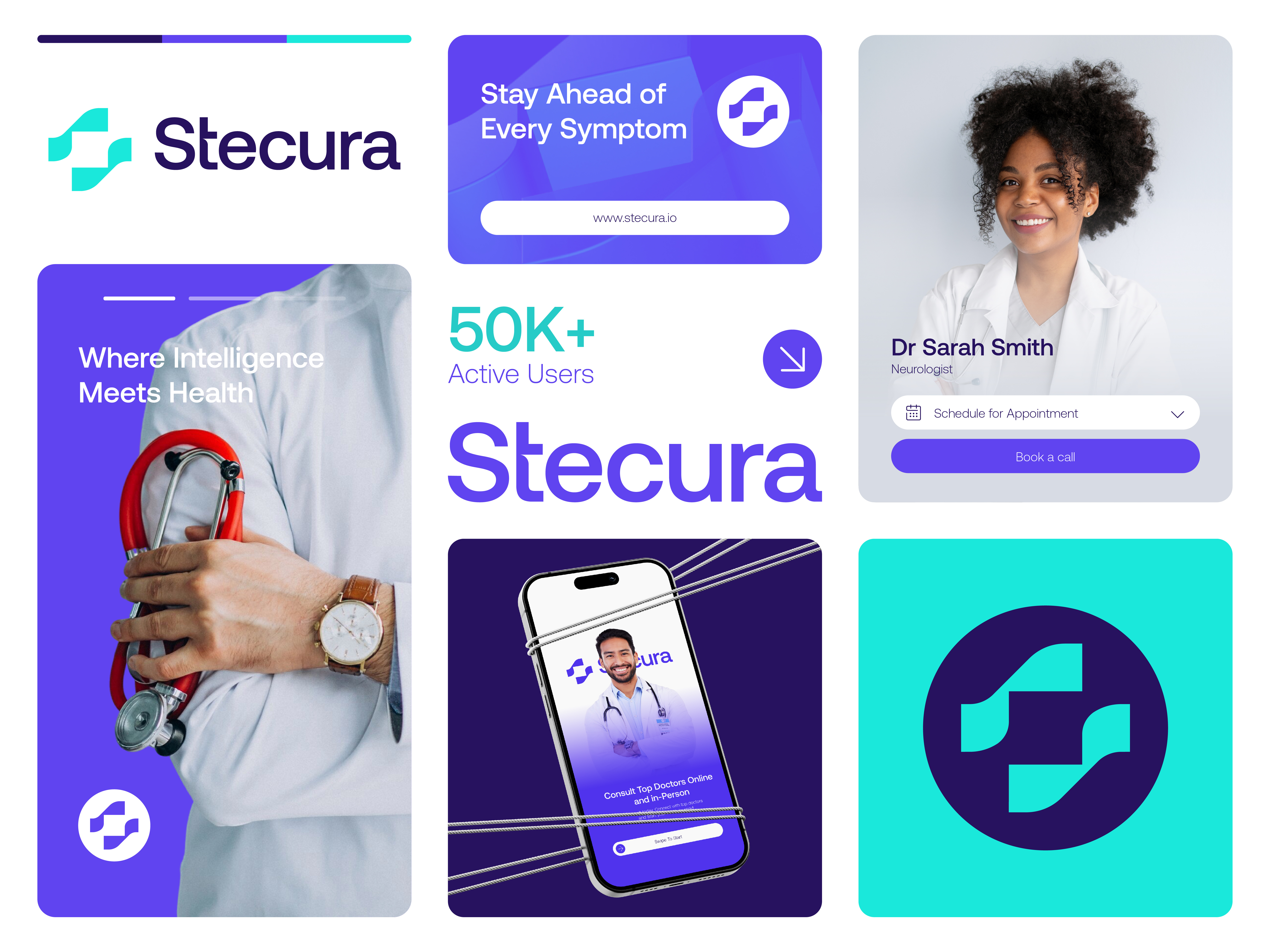 Stecura Visual Identity Design abstract logo brand identity branding cure dynamic genetic health tracking helix icon intelligence logo logo design logos medical logo modern logo progress smart care visual identity wellness
