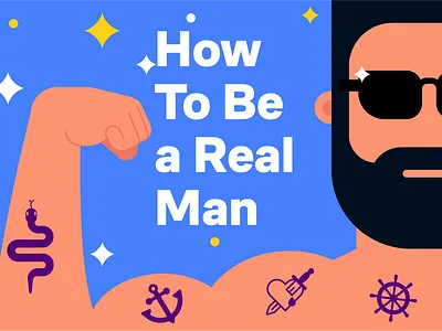 How to Be a Real Man digital illustration flat style graphic design illustration minimalism vector illustration