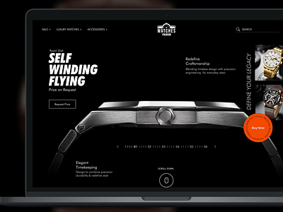 Premium Watch - Concept Landing Page black concept dark design ecommerce elegent landing landing page mobile app mobileui premium sale ui watch watches web website