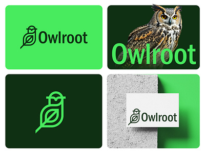 Owl and Leaf logo concept brand identity branding leaf logo logo design minimal modern nature owl owl logo root