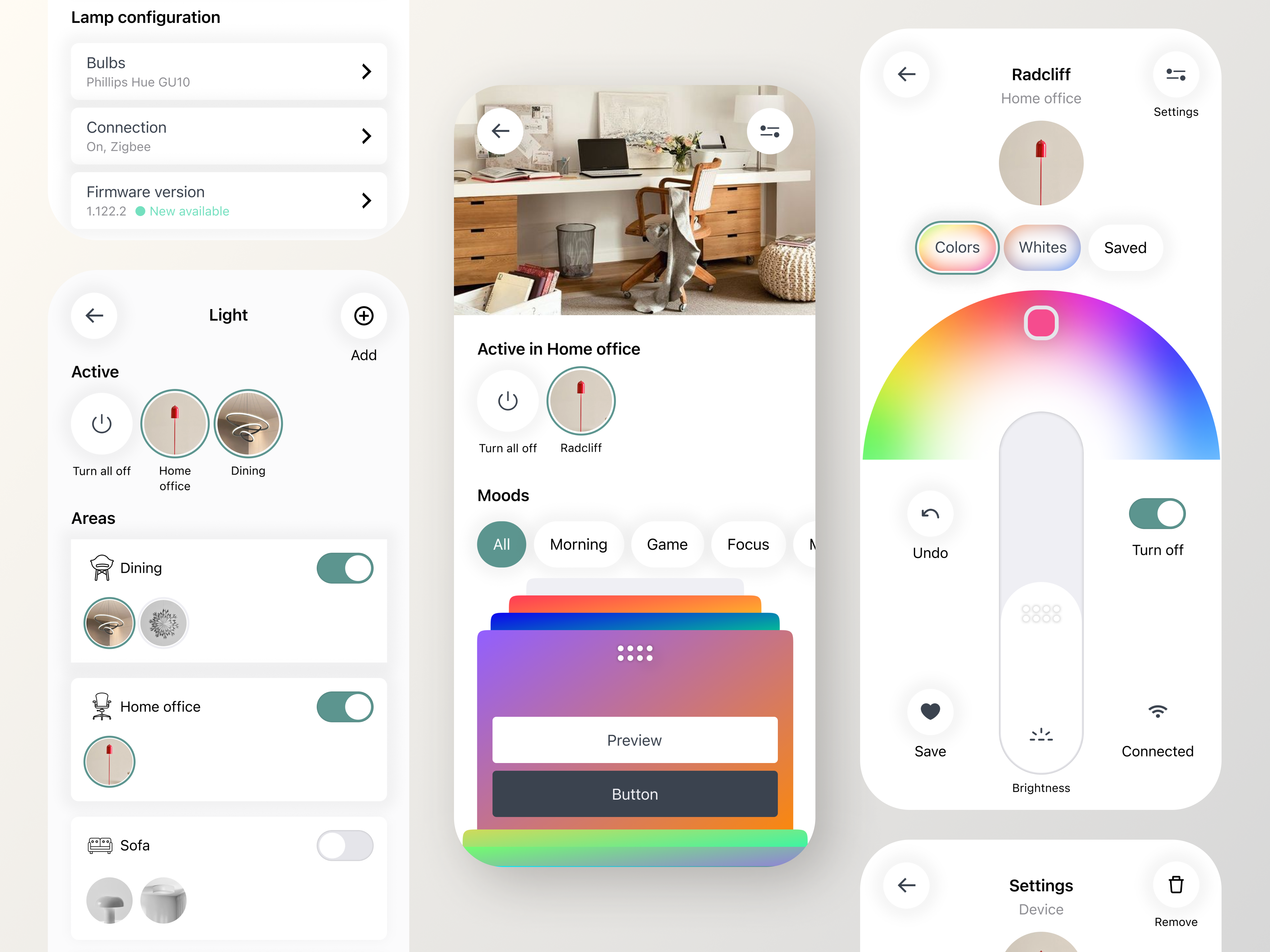 Control interface for a smart lamp controls design figma home lamp light mobile smart ui