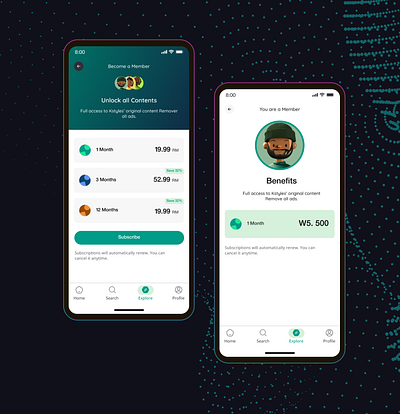 Kbook Membership Screens app design avatar education app education ui kbook leaning apps learning learning app ui membership mobile app online learning payment plans plans ui sports app study app ui design uiux unlock content