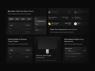 Crypto Landing Page - Component animation app bento bento design bitcoin blockchain component crypto dark mode design illustration interaction landing page motion graphics ui ui animation uigo ux web