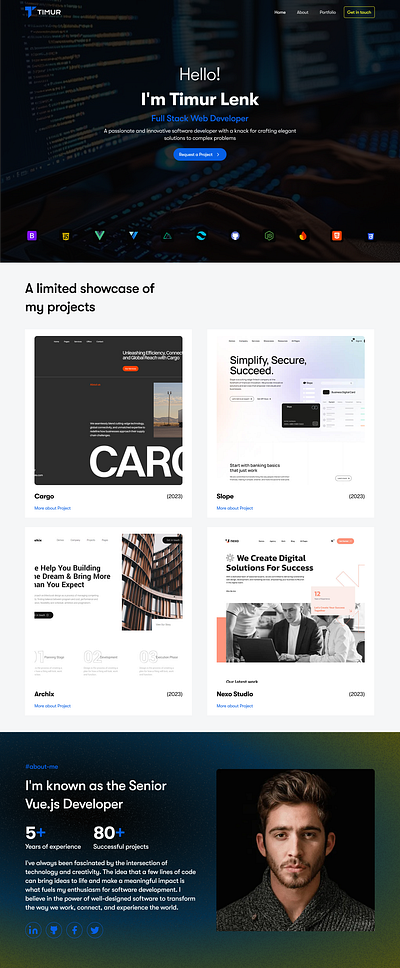 Portfolio Web Design 3d avatar coding web coding websites contact us developer developer portfolio features card landing page landing page design portfolio portfolio landing page portfolio web profile ui saas web sass ui design web design web developer web development