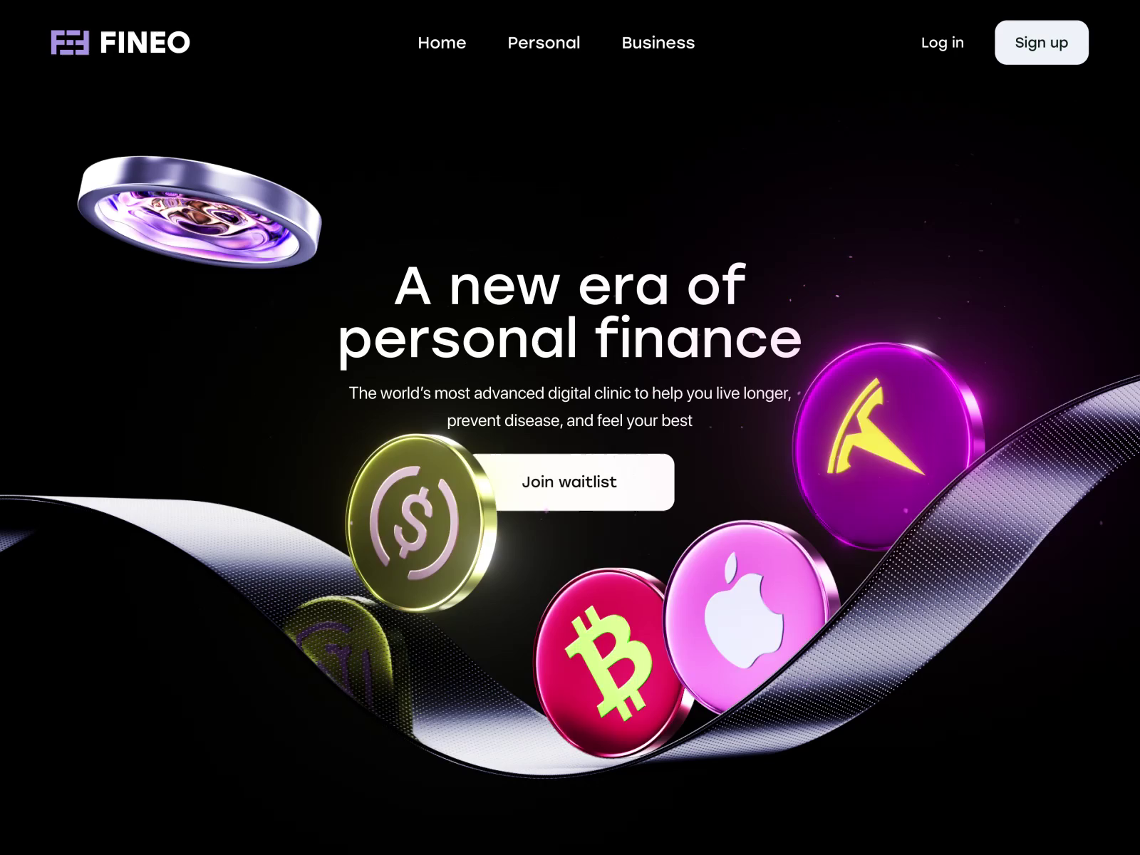 Example of Finance Landing page web design 3D animation